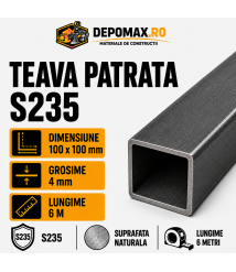 Teava patrata 100 x 100 x 4 mm, 6 metri